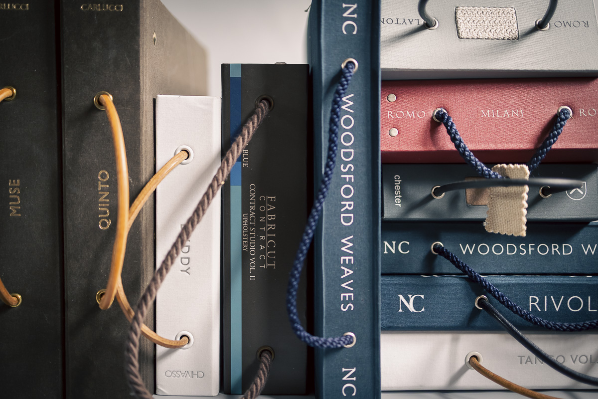 Interior textile trends over time in sample books