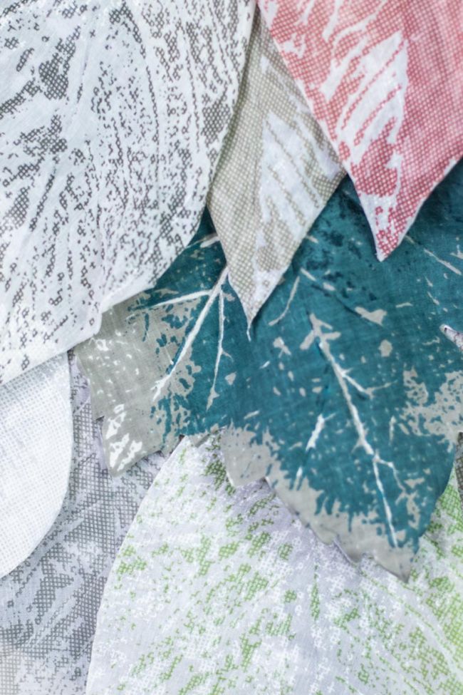 Nature inspired wall art made from reclaimed textiles